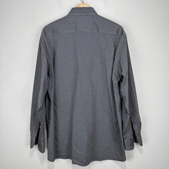 Saks Fifth Avenue Exclusive Dress Shirt Men 16 41 32/33 Gray Single Needle Italy - Picture 5 of 7
